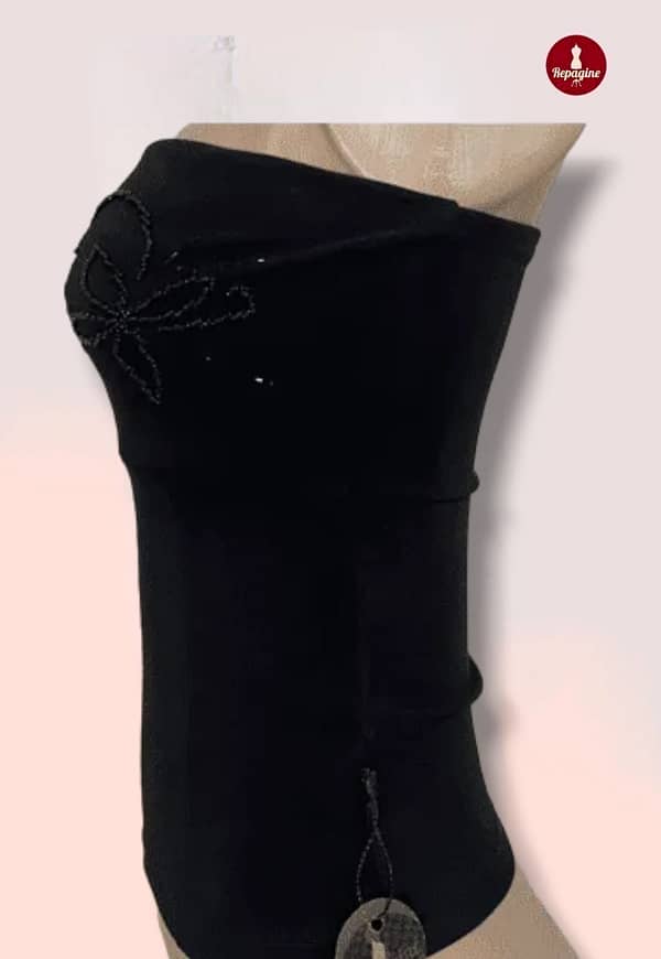 Elegância Noturna: Top Tomara que Caia Feminino Preto MIROA, com detalhes em Pedraria - brechó - Image 3