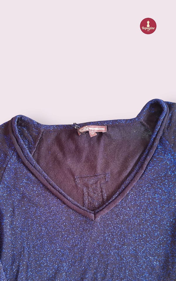 blusa bo.bô preta com glitter azul: detalhes sofisticados para ocasiões especiais - (brechó) 215047 - Image 2