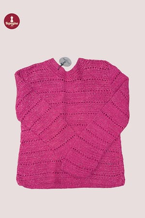 blusa de tricot artesanal vermelha com fios brilhantes - #brechó